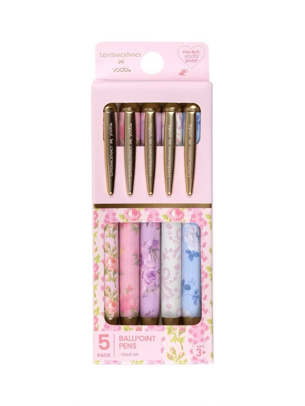 🩷💙💜🎯 LoveShackFancy x Target - Yoobi 5pk Ballpoint Pen Retractable Set
